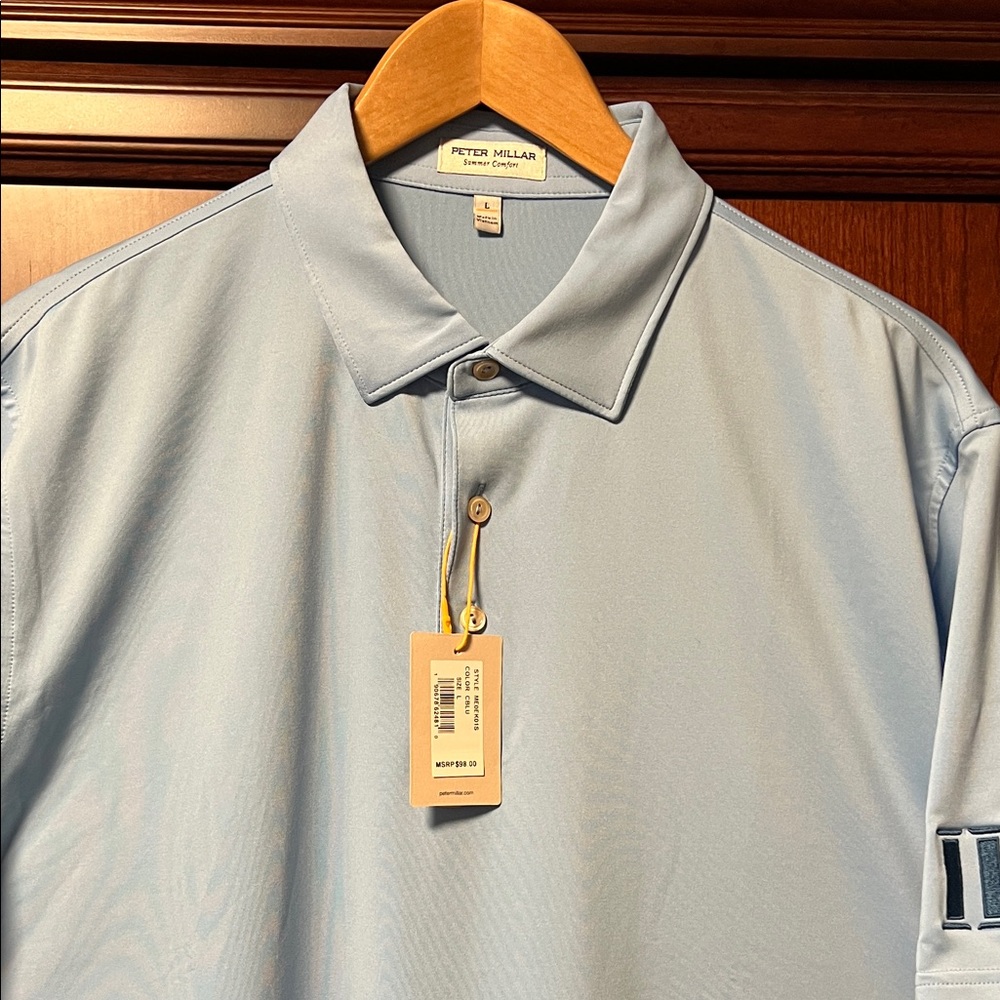 Brand New Peter Millar Summer Comfort Crown Sport Sun UPF 50+ Light Blue Polo! - Picture 1 of 15